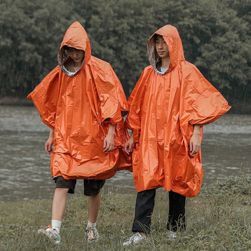 Waterproof Emergency Raincoat Aluminum Film Poncho Cold Insulation Rainwear Blankets