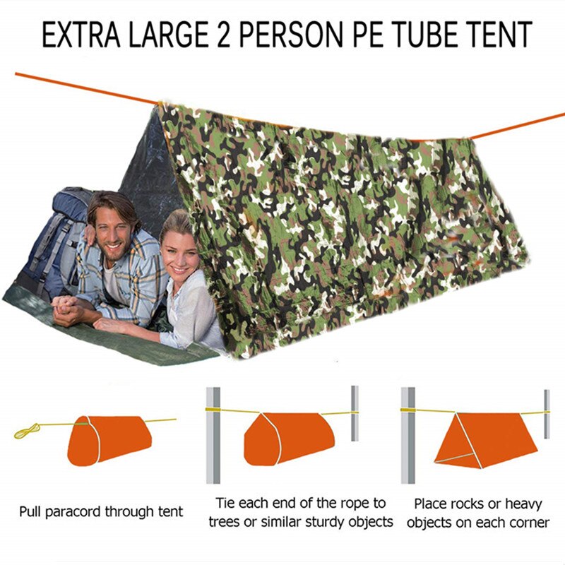 Shelter Survival Tent 2-4 Person Mylar Emergency Tube Tent Lightweight Waterproof Thermal