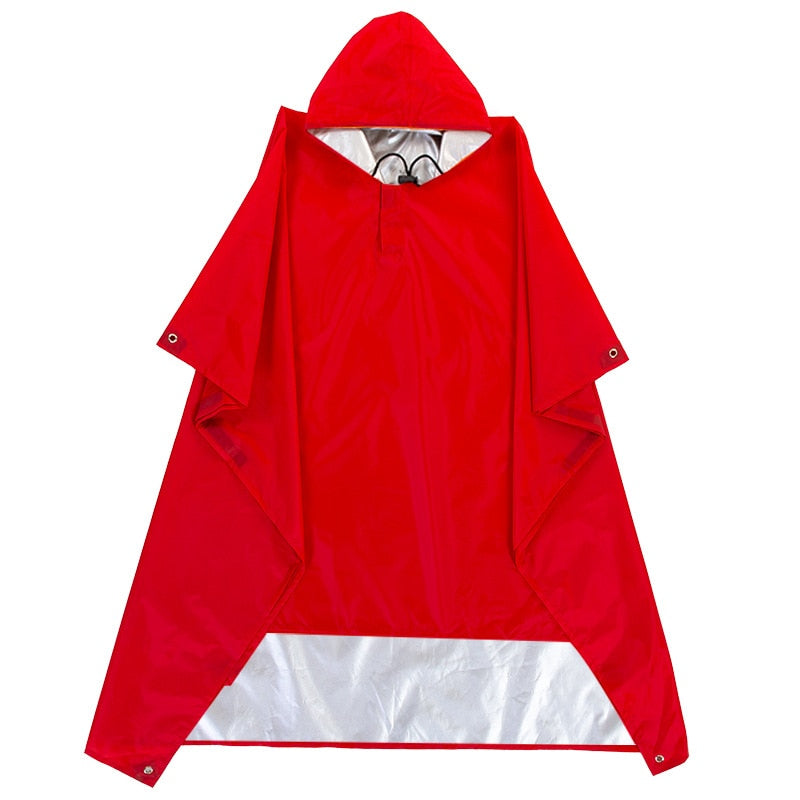 3 in 1 Waterproof Adult Long Raincoat Women Men Rain Coat Jacket Hooded Poncho