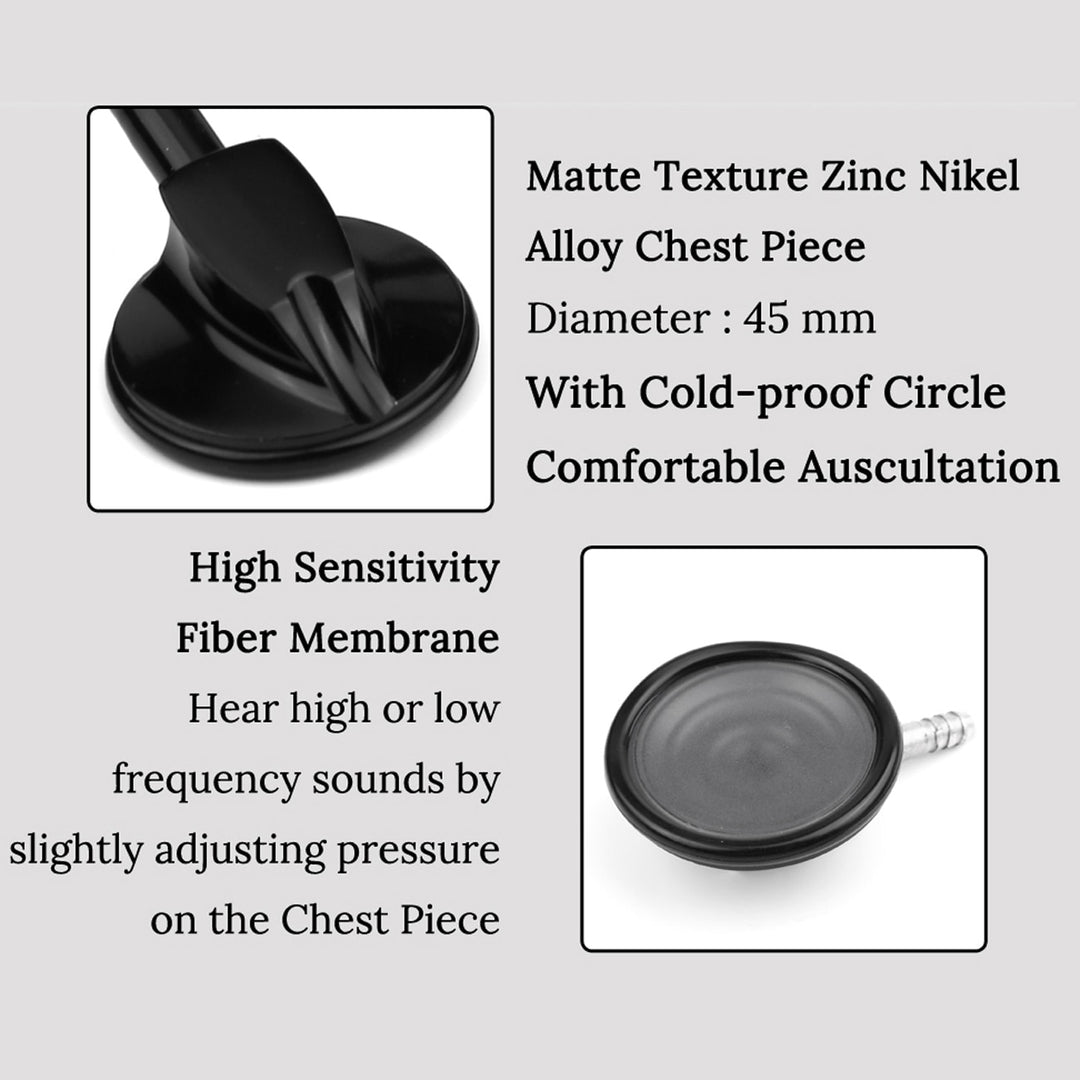 All Black Medical Doctor Stethoscope Professional Heart Nurse Student Equipment Device