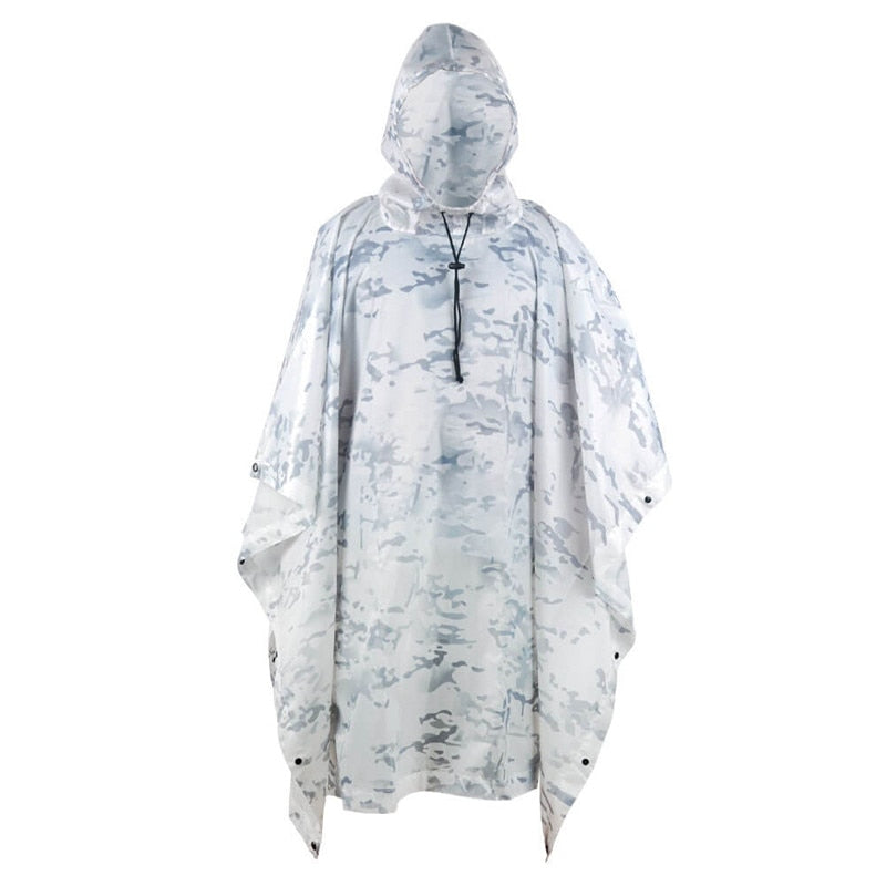 Outdoor Hooded Breathable Rainwear Camo Poncho Army Tactical Raincoat Camping Hiking Gears