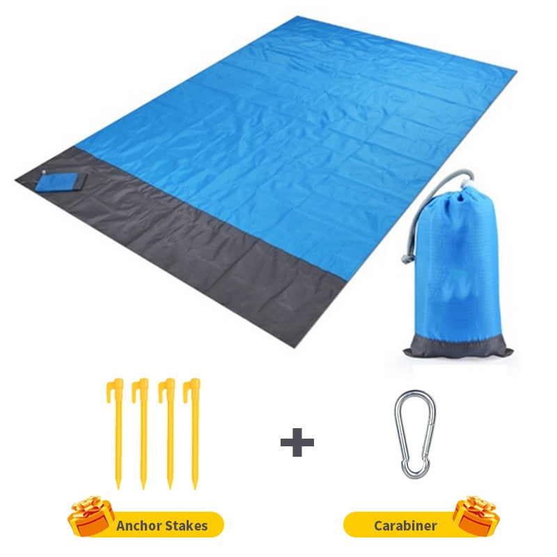 2x2.1m Waterproof Pocket Beach Blanket Folding Camping Mat Mattress Portable