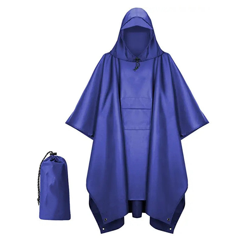 Outdoor Hooded Rain Poncho for Adult with Pocket, Waterproof Lightweight Unisex Raincoat Jacket