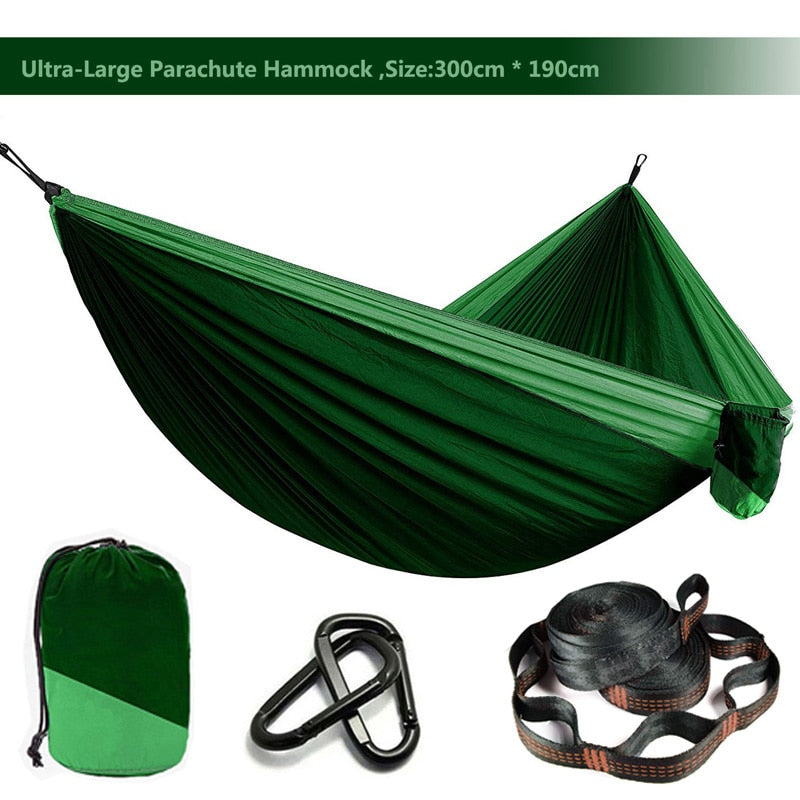 Solid Color Parachute Hammock with Hammock straps and Black carabiner Camping Survival