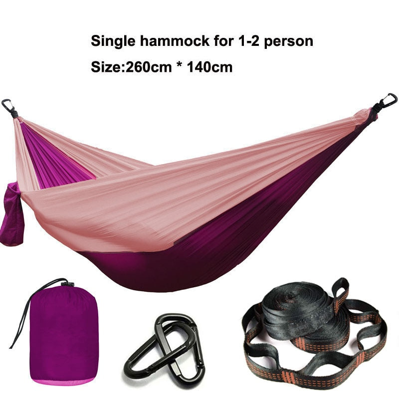 Solid Color Parachute Hammock with Hammock straps and Black carabiner Camping Survival