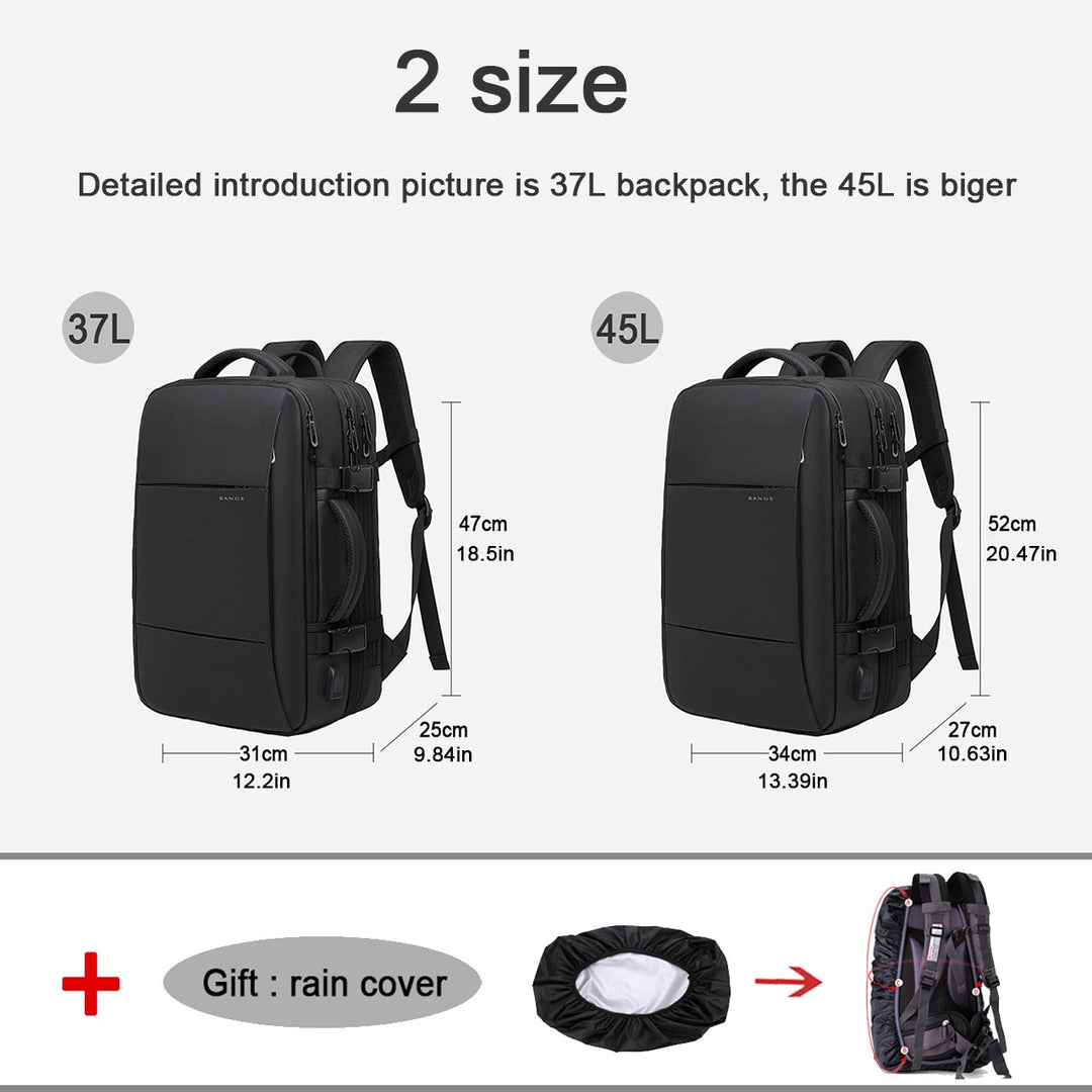 Travel Backpack Men Business Aesthetic School Expandable USB Bag Large Capacity