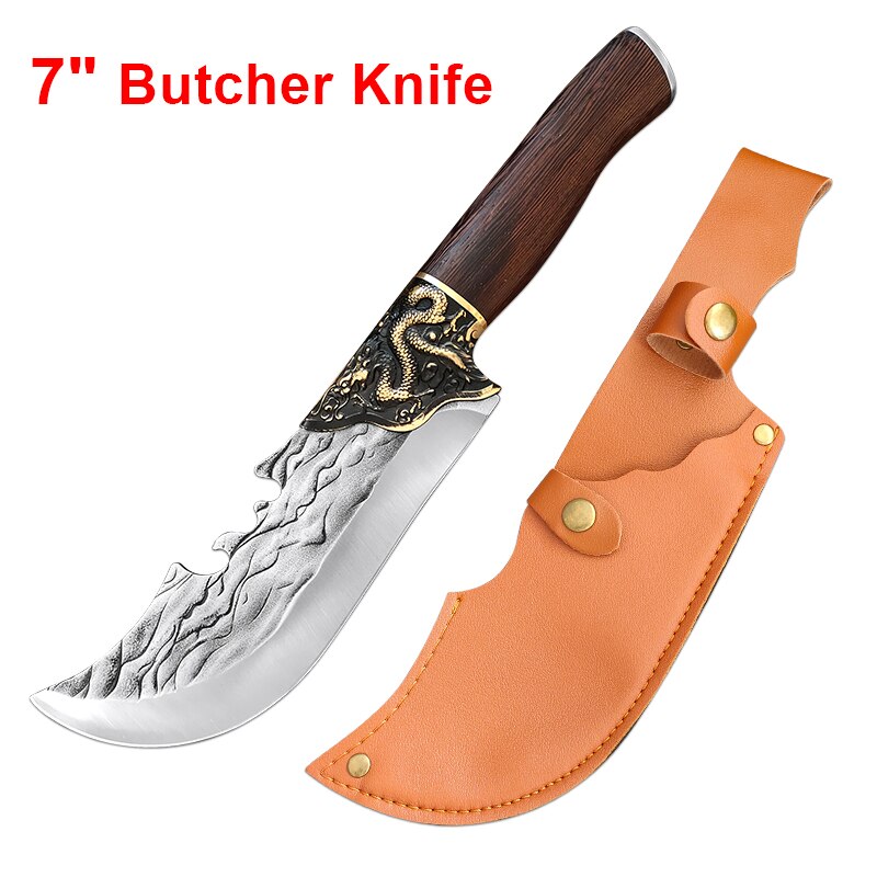 5CR15 Damascus Kitchen Hunting Knife Stainless Steel Boning Meat Cleaver Outdoor