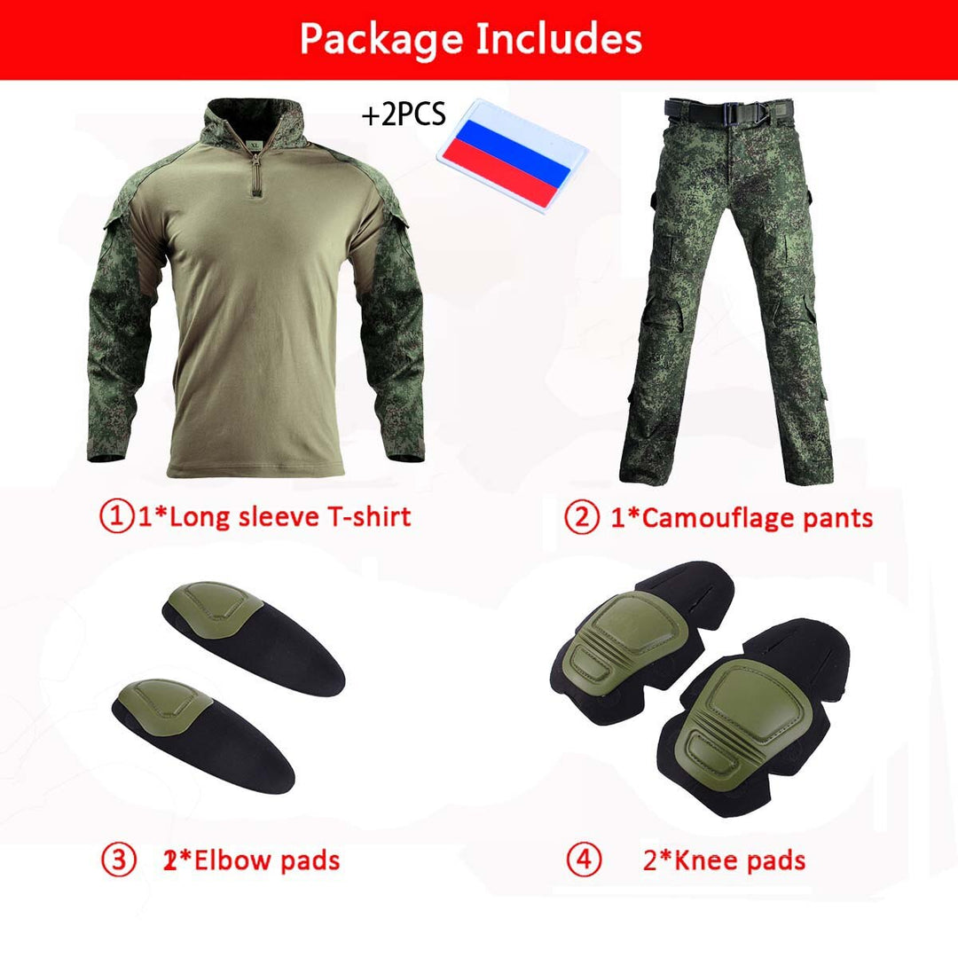 Russian Tactical Camouflage Uniform +pads Military Combat Suits Working Hunting Clothes