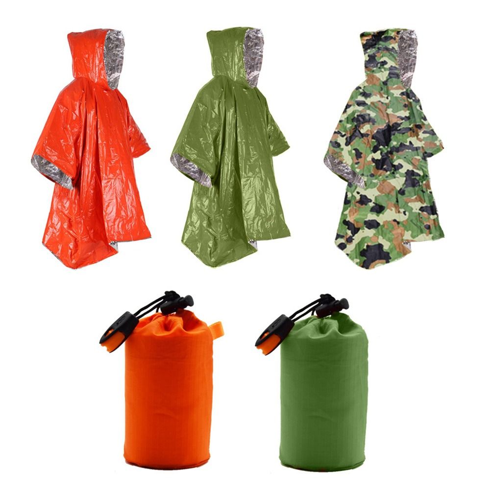 4 Colors Outdoor Camping Equipment Aluminum Film Rainwear Blankets Survival Raincoat