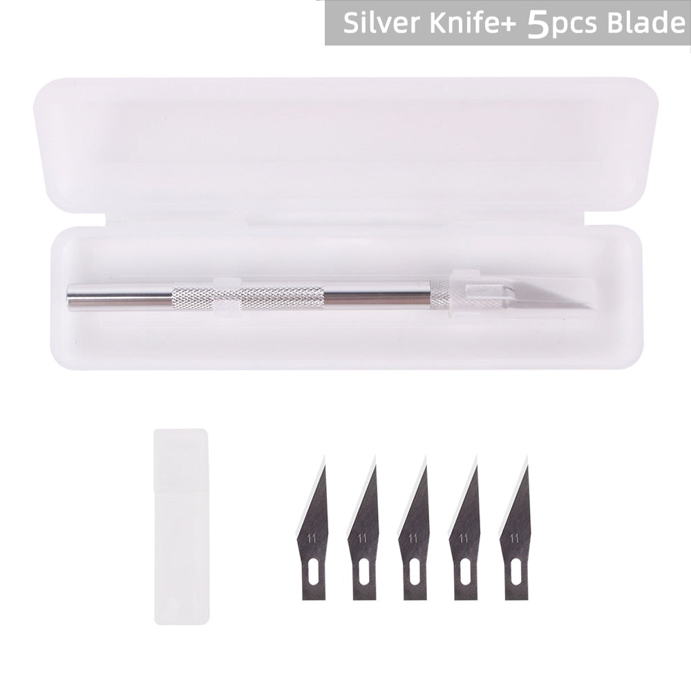 Non-Slip Metal Scalpel Knife Tools Kit Cutter Engraving Craft Knives +5/40/45pcs Blades Tools