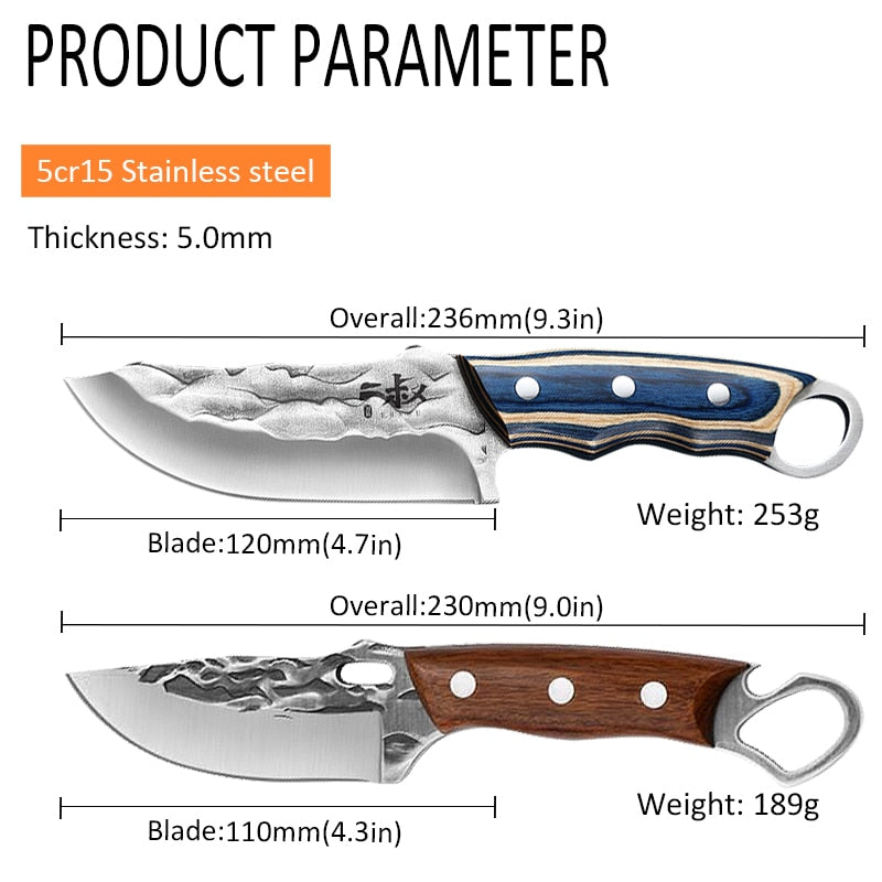 Stainless Steel Boning Knife for Outdoor Camping, Meat Cleaver Slicing Knife for Household