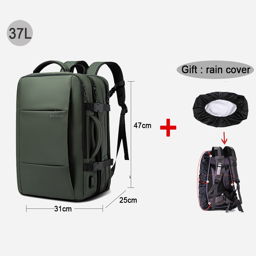 Travel Backpack Men Business Aesthetic School Expandable USB Bag Large Capacity