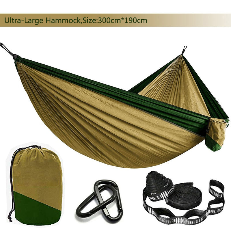 Solid Color Parachute Hammock with Hammock straps and Black carabiner Camping Survival