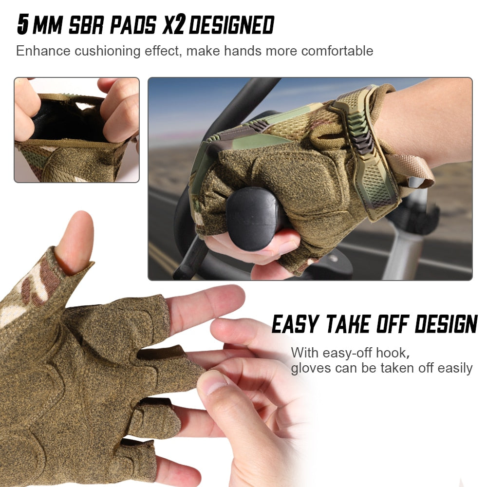 Bicycle Fingerless Glove Half Finger Gloves Tactical Military Army Camo Cycling Hunting Bike Airsoft