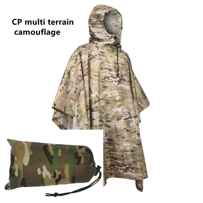 Outdoor Military Breathable Camouflage Poncho Jungle Tactical Raincoat Birdwatching Hiking