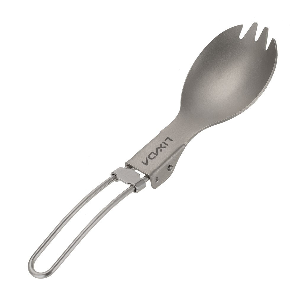 Lixada Titanium Cup Spork Camping Mug Picnic Utensils Heating Tableware Lightweight Outdoor