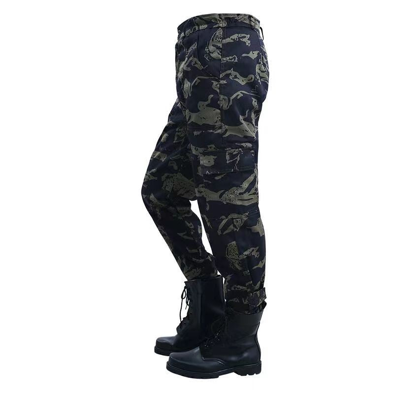 Men Spring Summer Tactical Outdoor Camouflage Suit Jacket Pant Black Python Wear-resistant Overalls