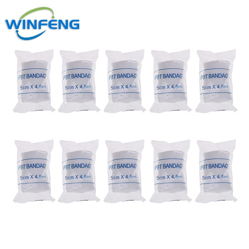 10Pcs Emergency First Aid PBT Elastic Bandages Breathable Cotton Wound Care Dressing