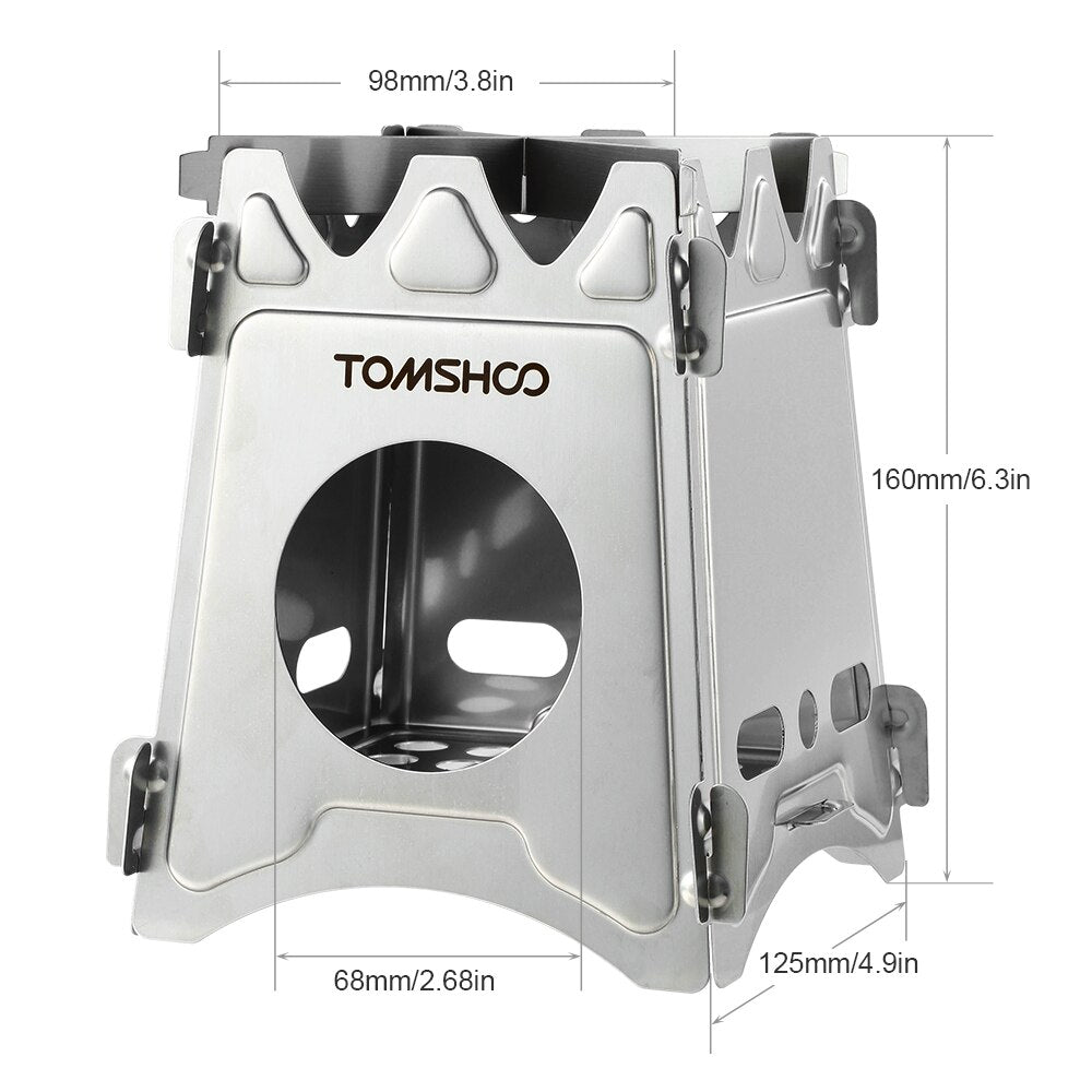 TOMSHOO Titanium Wood Burning Stove Portable Camping Stove Outdoor Firewood