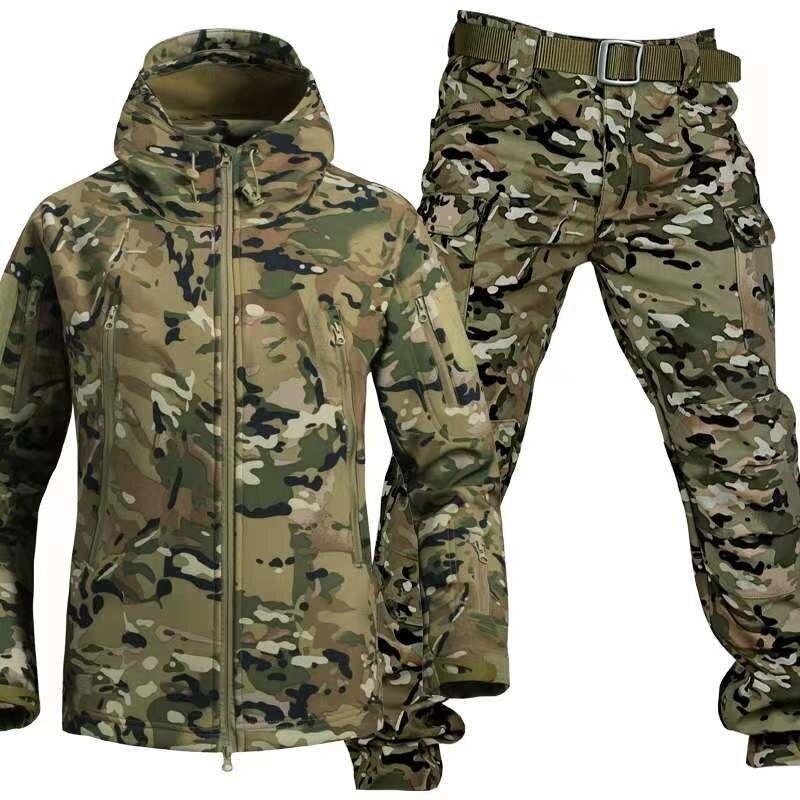 Tactical Military Shark Skin Soft Shell Jacket Set Men Winter Warm Waterproof Windproof