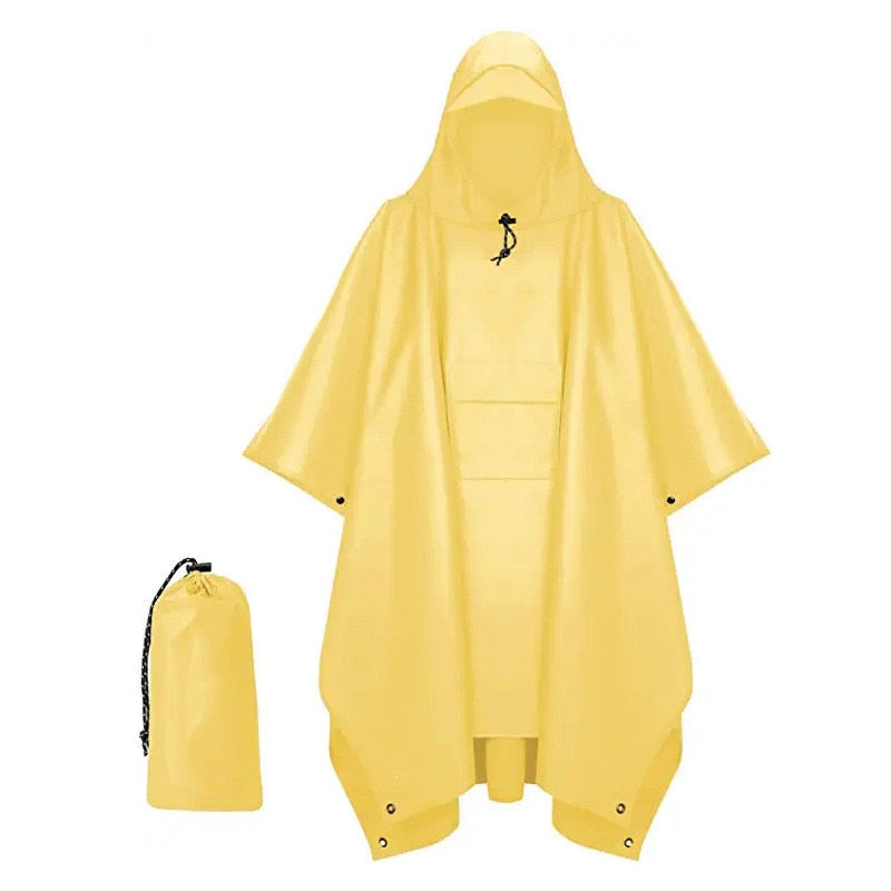 Outdoor Hooded Rain Poncho for Adult with Pocket, Waterproof Lightweight Unisex Raincoat Jacket