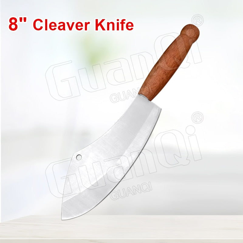 8 Inch Stainless Steel Butcher Knife Fishing Hunting Handmade Forged Bone Knife Meat Cleaver