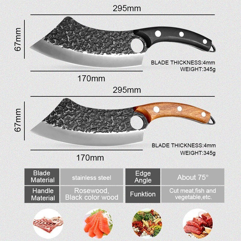 Chef Knife Forged Stainless Steel Butcher Outdoor Hunting Kitchen Meat Fishing