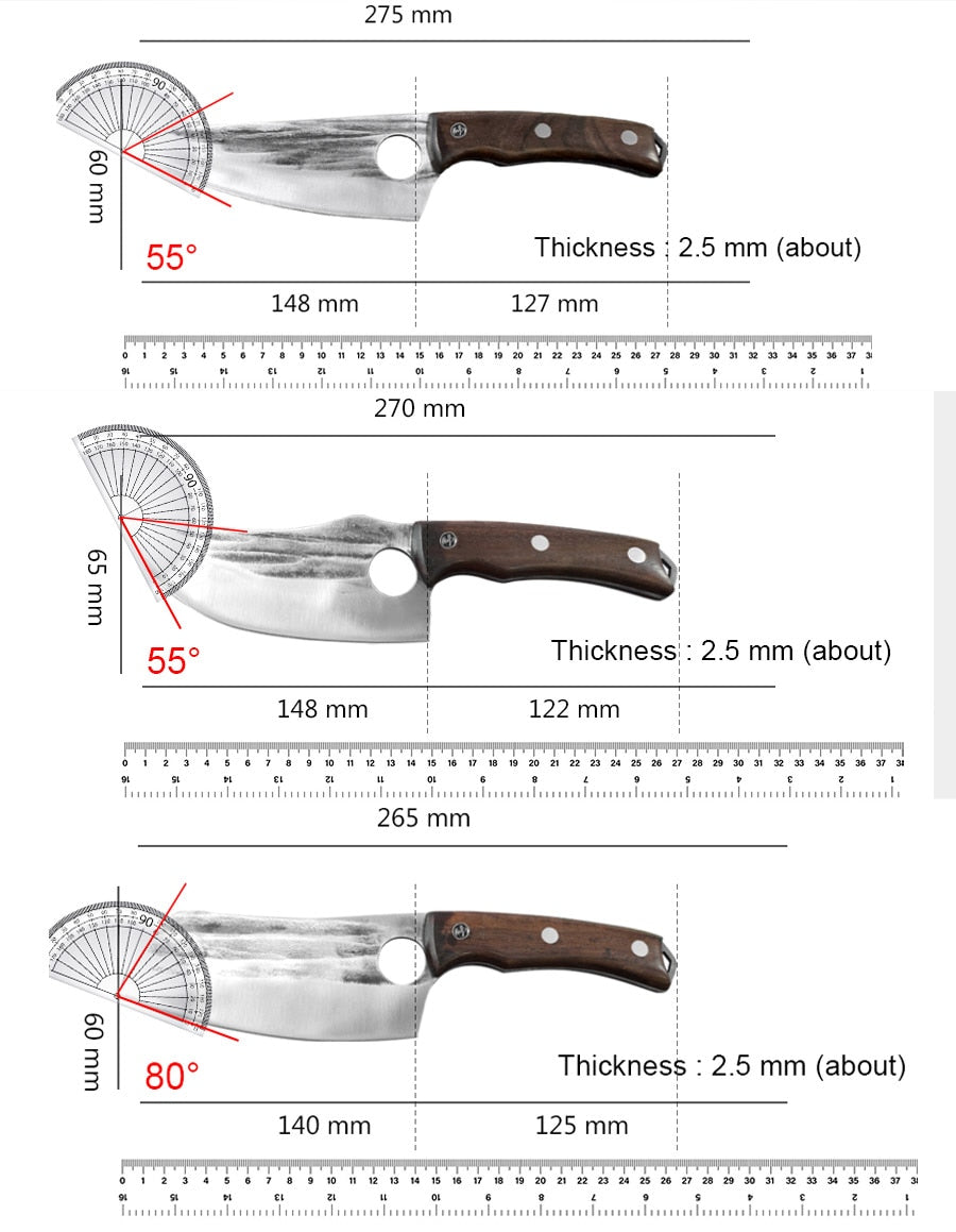 Fish Filleting Knife Stainless Steel Boning Handmade Kitchen Meat Cleaver Camping Cutter Chef Knives