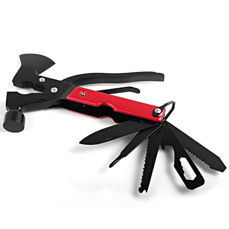 Safety Axe Hammer 15 In 1 Multifunctional Ax Pliers Saw Wrench Corkscrew Cutter Combination