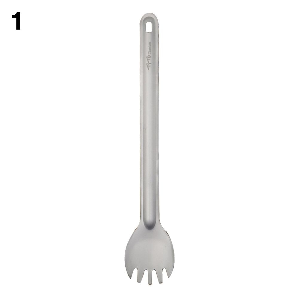 Portable Outdoor Camping Titanium Cookware Cutlery Fork Titanium Long Handle Spoon