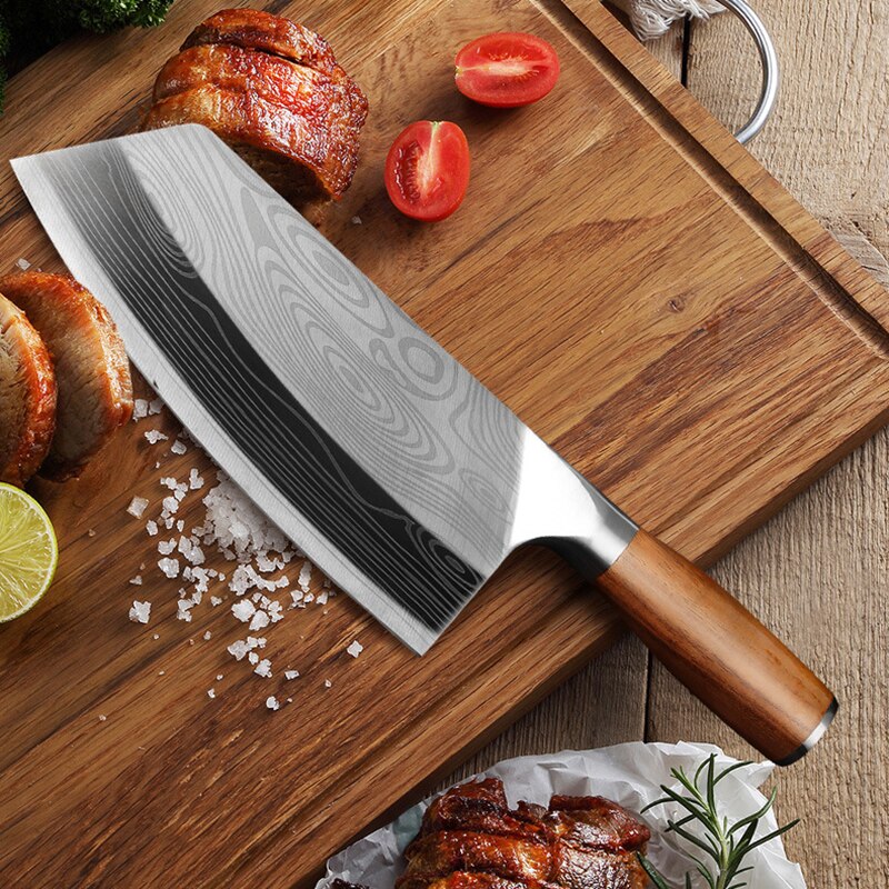 CHUN Beautiful Utility Cleaver Knife Stainless Steel Kitchen Knives Laser Damascus Vein