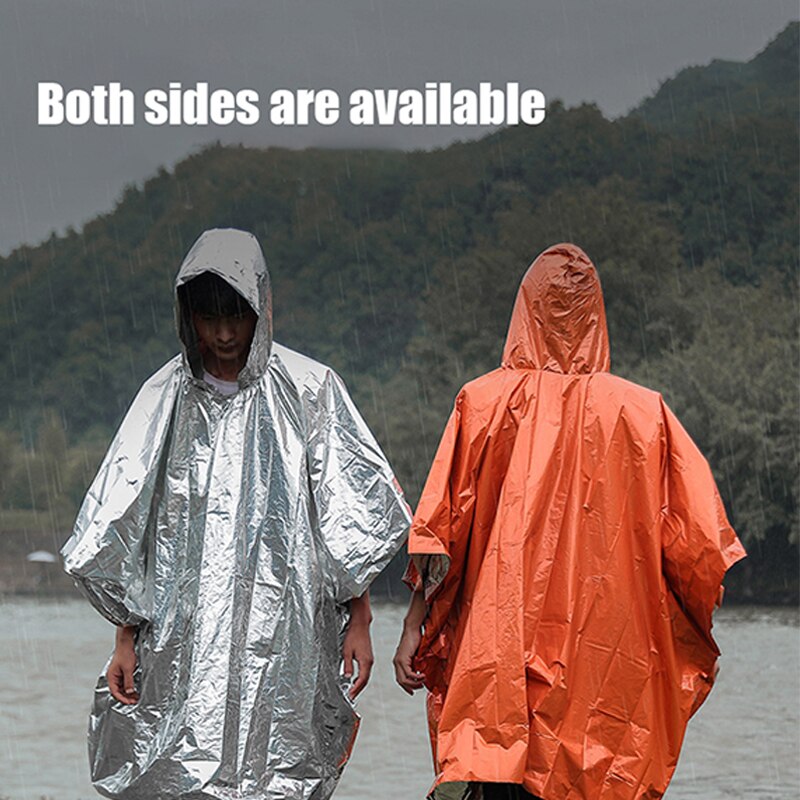 Emergency Waterproof Raincoat Aluminum Film Poncho Cold Insulation Rainwear Blankets