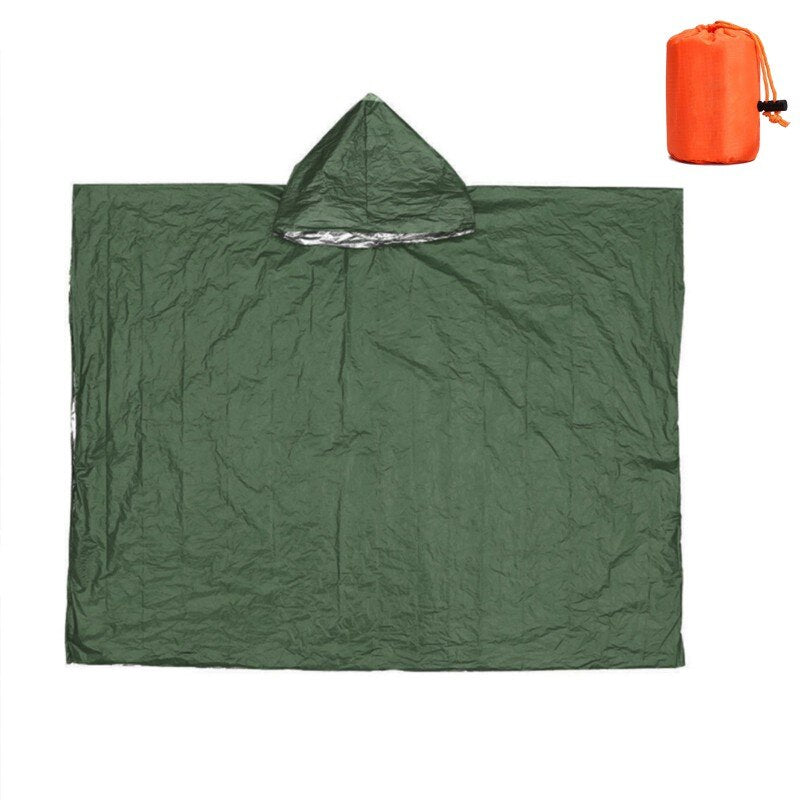 Emergency Thermal Poncho Blanket Lightweight Folding Water Resistant Windproof