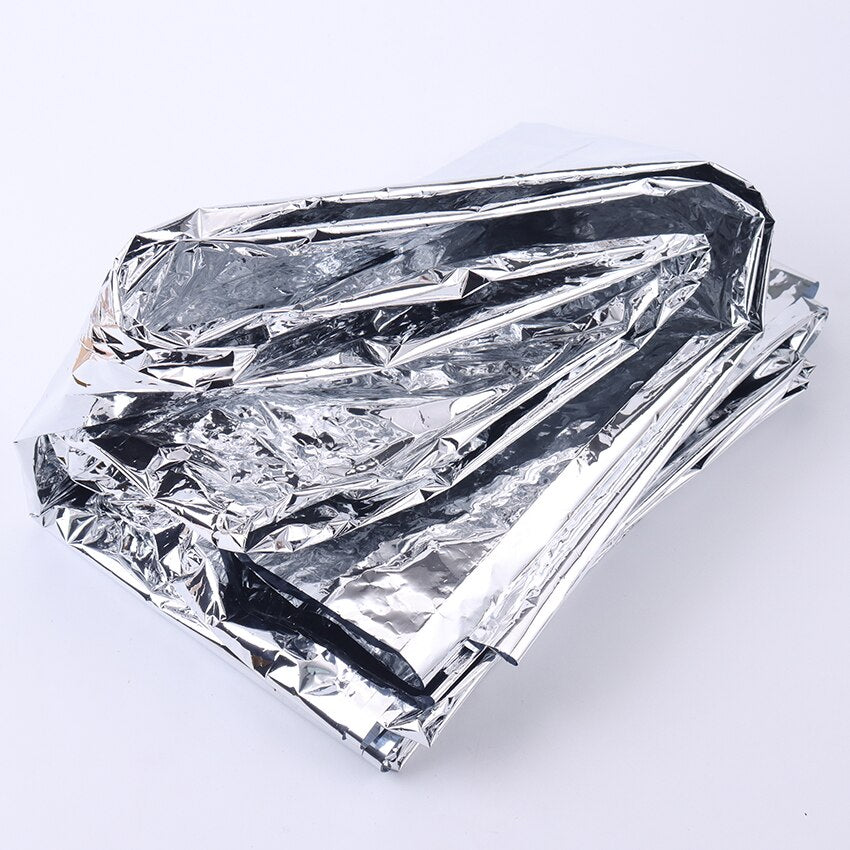 Hike Outdoor Folding Blanket Emergency Survival Rescue Shelter Camping Keep Warm Foil Polyester