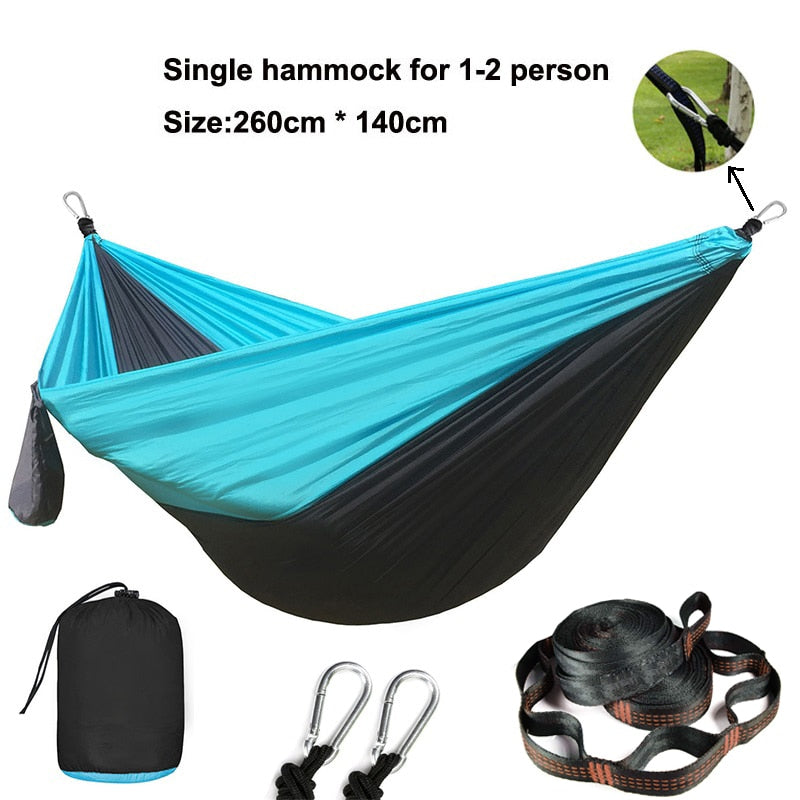 Solid Color Parachute Hammock with Hammock straps and Black carabiner Camping Survival