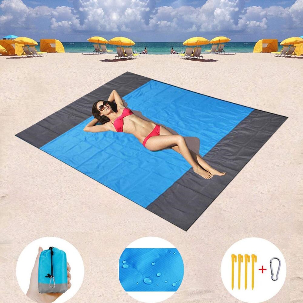 Beach Blanket Waterproof Sandproof Pocket Beach Mat Folding Camping Mattress Portable