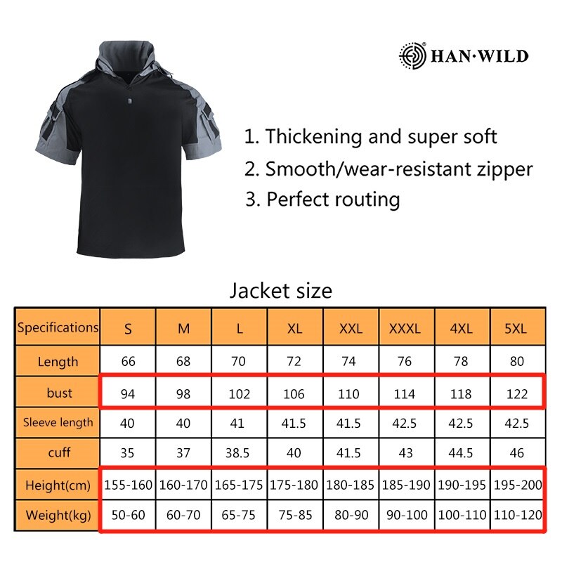 HAN WILD Hooded Tactical Army Outdoor Combat T Shirt Men Clothing Hiking Hunting