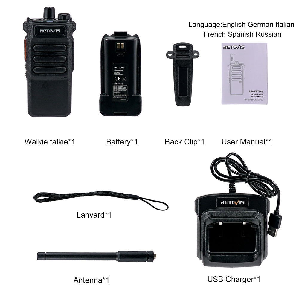 10W Retevis Walkie Talkie Long Range RT86 Walkie-talkies 1/ 2 pcs Two-way radio Powerful