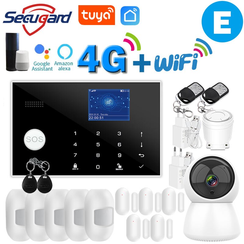 Tuya WiFi GSM Home Security Alarm System 4G Smart Burglar Host 433MHz Wireless TFT