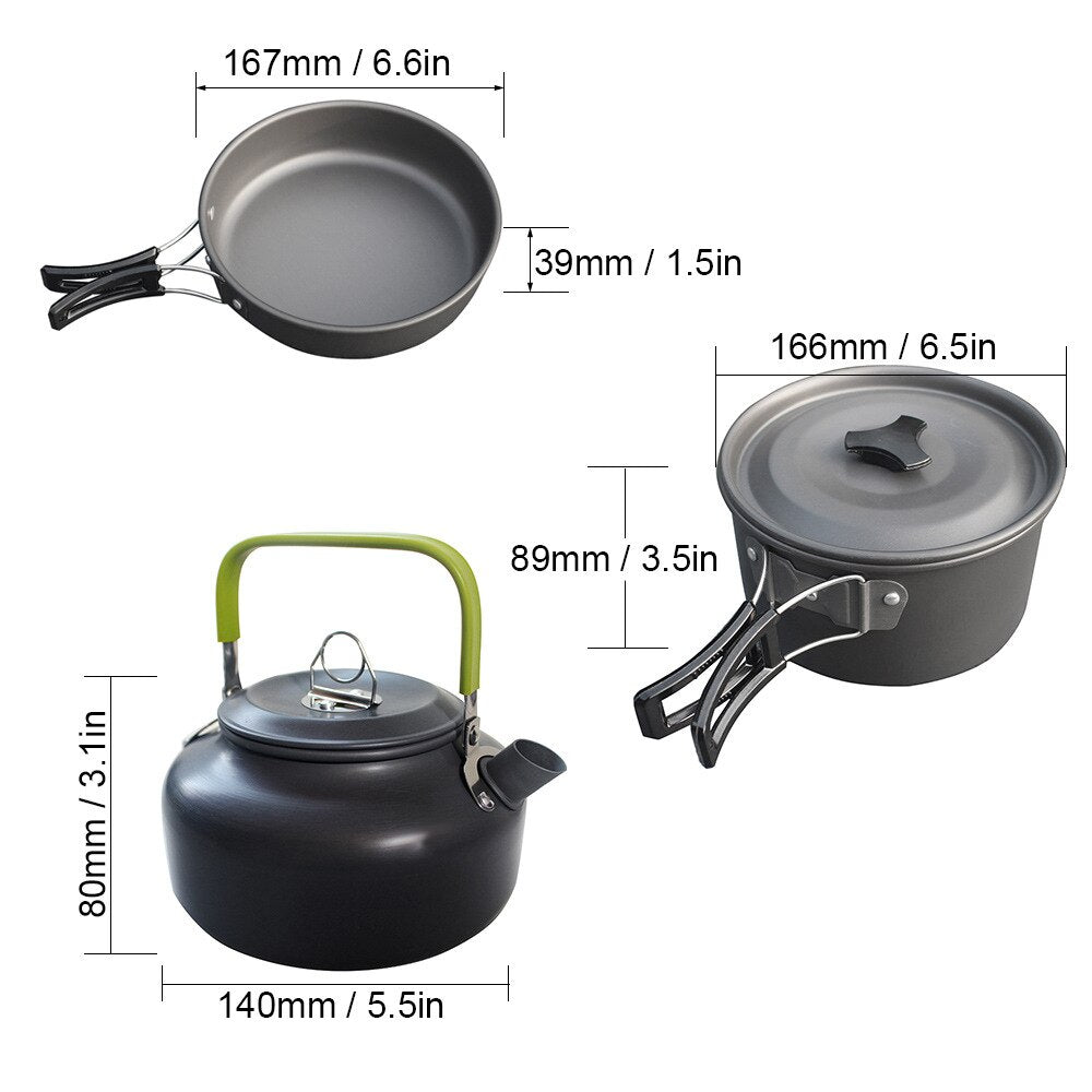 Camping Cookware Set Aluminum Nonstick Portable Outdoor Pots Set Outdoor Tableware