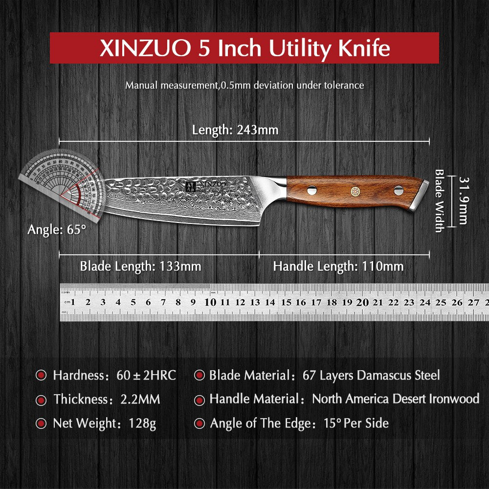 Utility Knife 67 Layers VG10 Damascus Stainless Steel Japan Chef Knife Kitchen Cook Knives