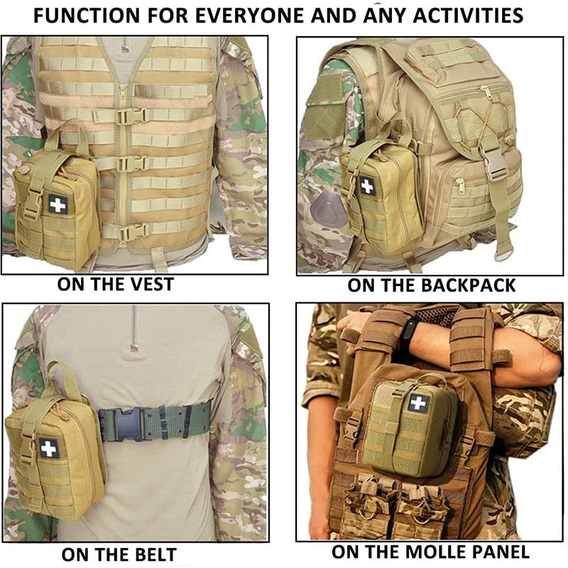 Outdoor First Aid Kit Tactical Molle Medical Bag Military EDC Waist Pack Hunting Camping Bag