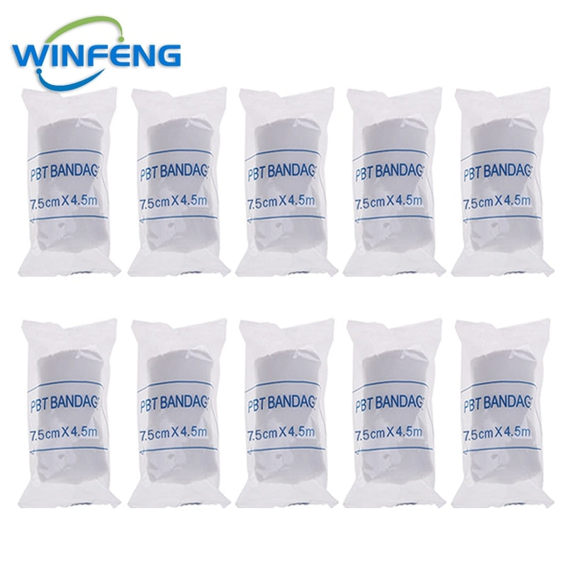 10Pcs Emergency First Aid PBT Elastic Bandages Breathable Cotton Wound Care Dressing