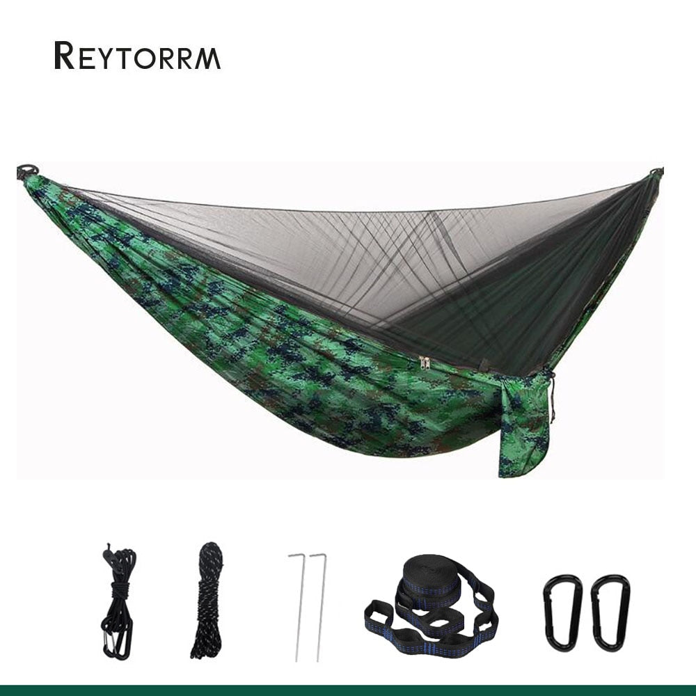 Lightweight Double Person Mosquito Net Hammock Easy Set Up Tree Straps Portable