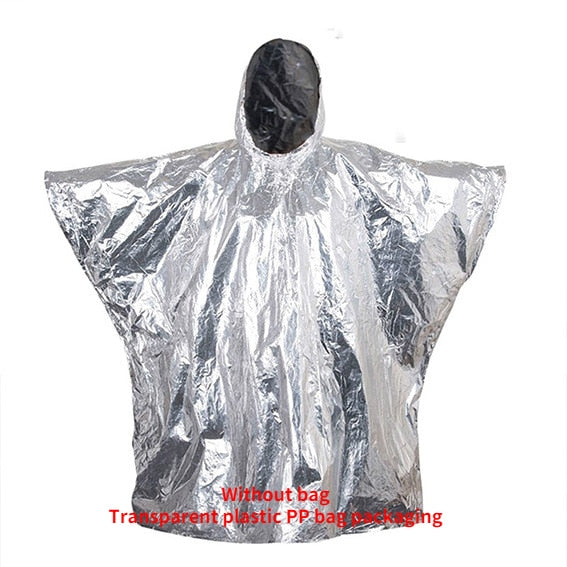 Emergency Water Proof Raincoat Aluminum Film Disposable Poncho Cold Insulation Rainwear