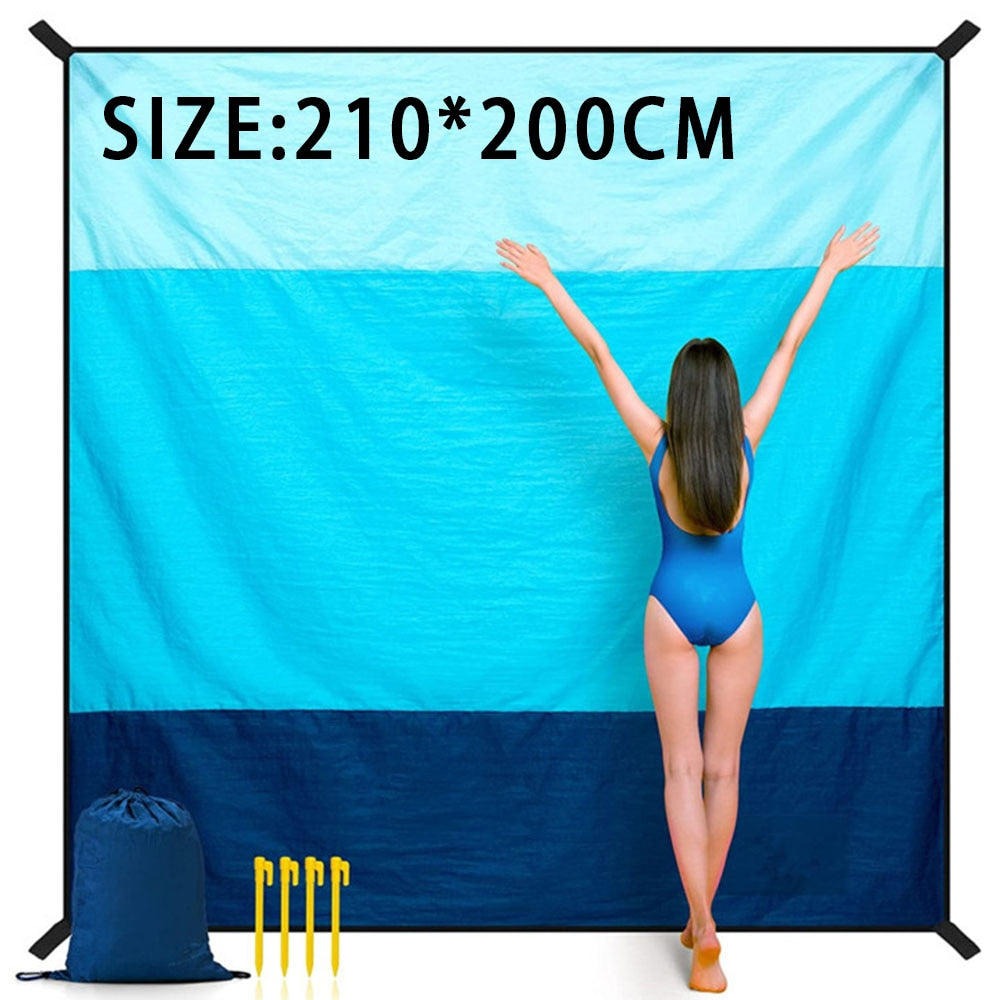 Beach Blanket Waterproof Sandproof Pocket Beach Mat Folding Camping Mattress Portable