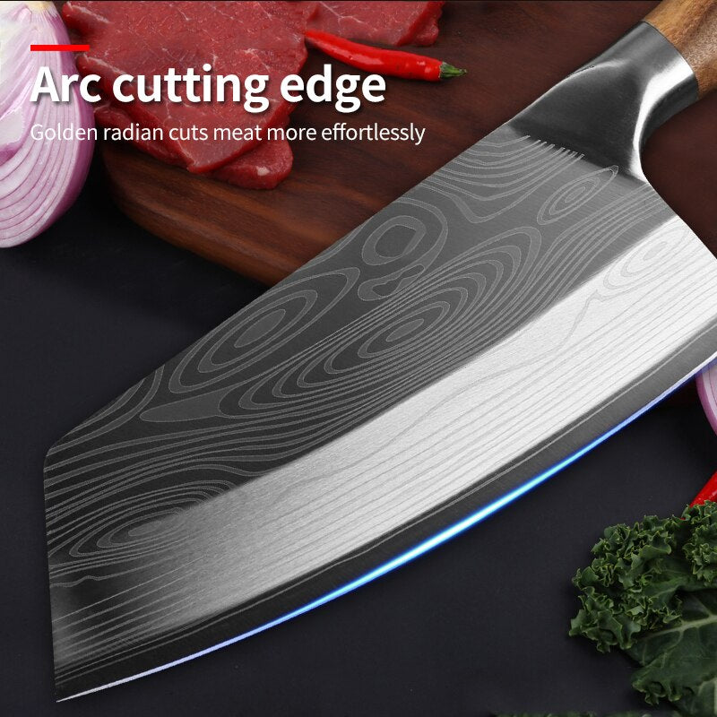 CHUN Beautiful Utility Cleaver Knife Stainless Steel Kitchen Knives Laser Damascus Vein