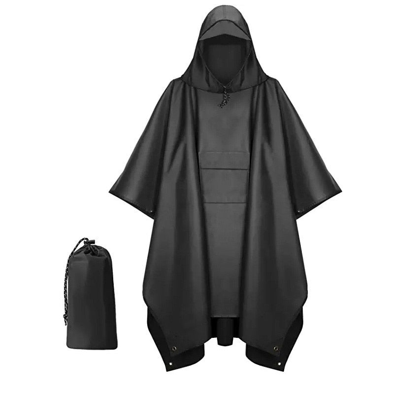 Outdoor Hooded Rain Poncho for Adult with Pocket, Waterproof Lightweight Unisex Raincoat Jacket