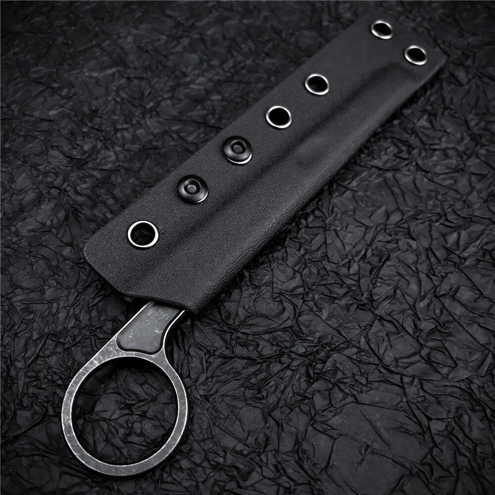 Outdoor Mini Neck Knife Fixed Blade EDC Hunting Knife with K Sheath Keychain Tactical Survival Tool