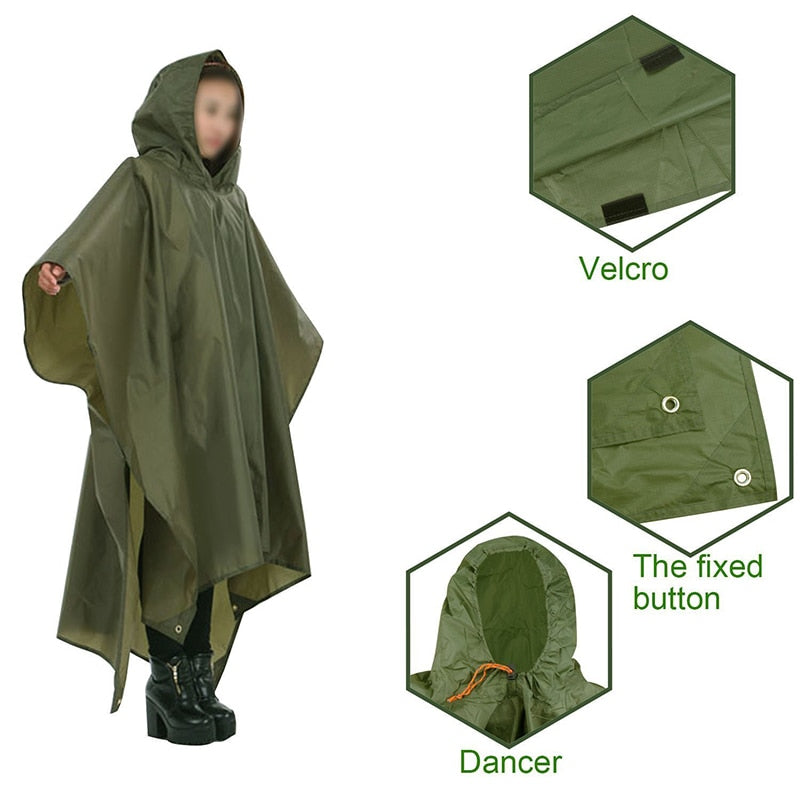 Raincoat Backpack Hood Hiking Cycling Rain Cover Poncho Waterproof Outdoor Camping Tent